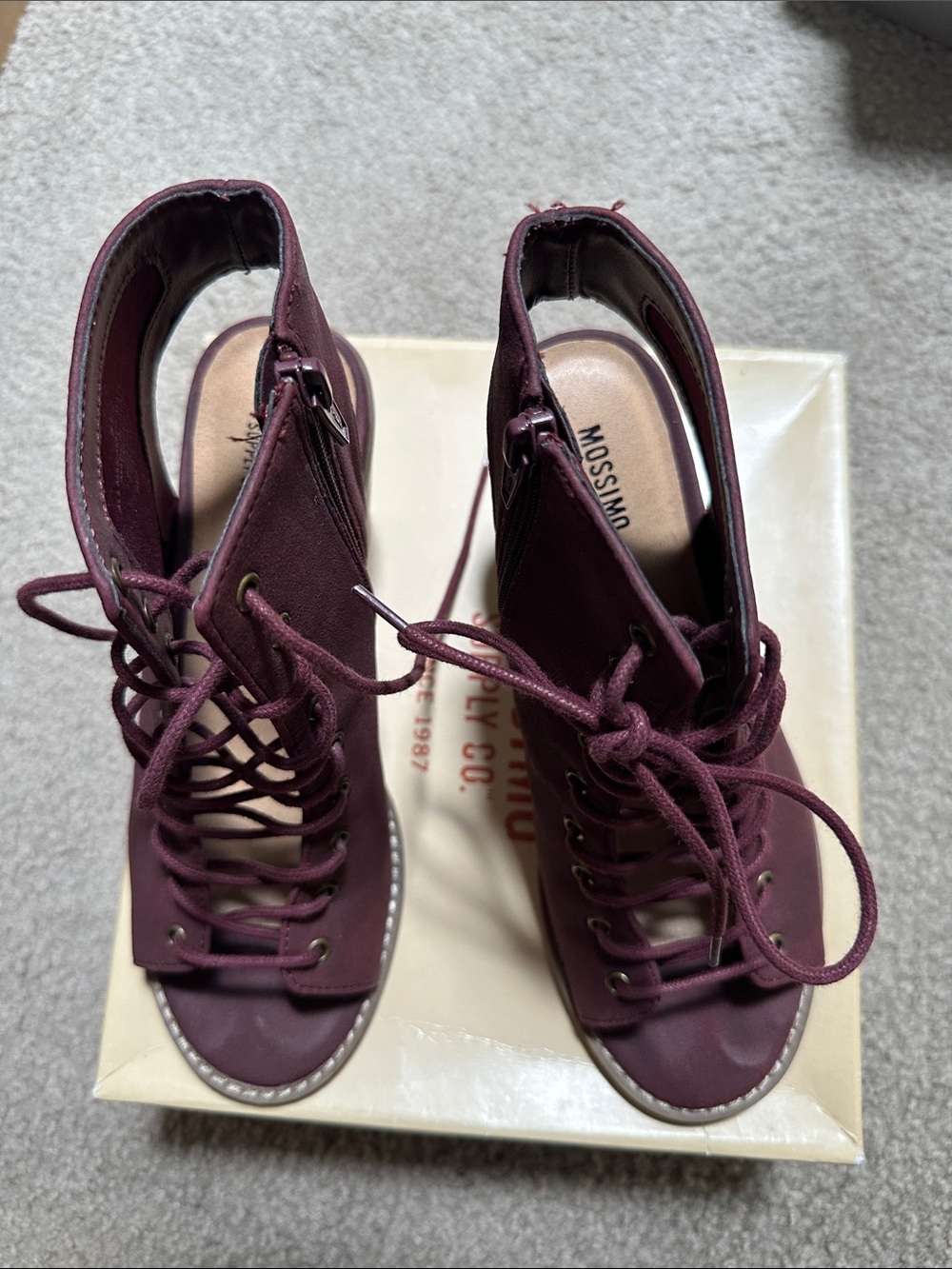 Mossimo Supply Co. Lace-Up Open-Toe Heeled Sandals - Burgundy
